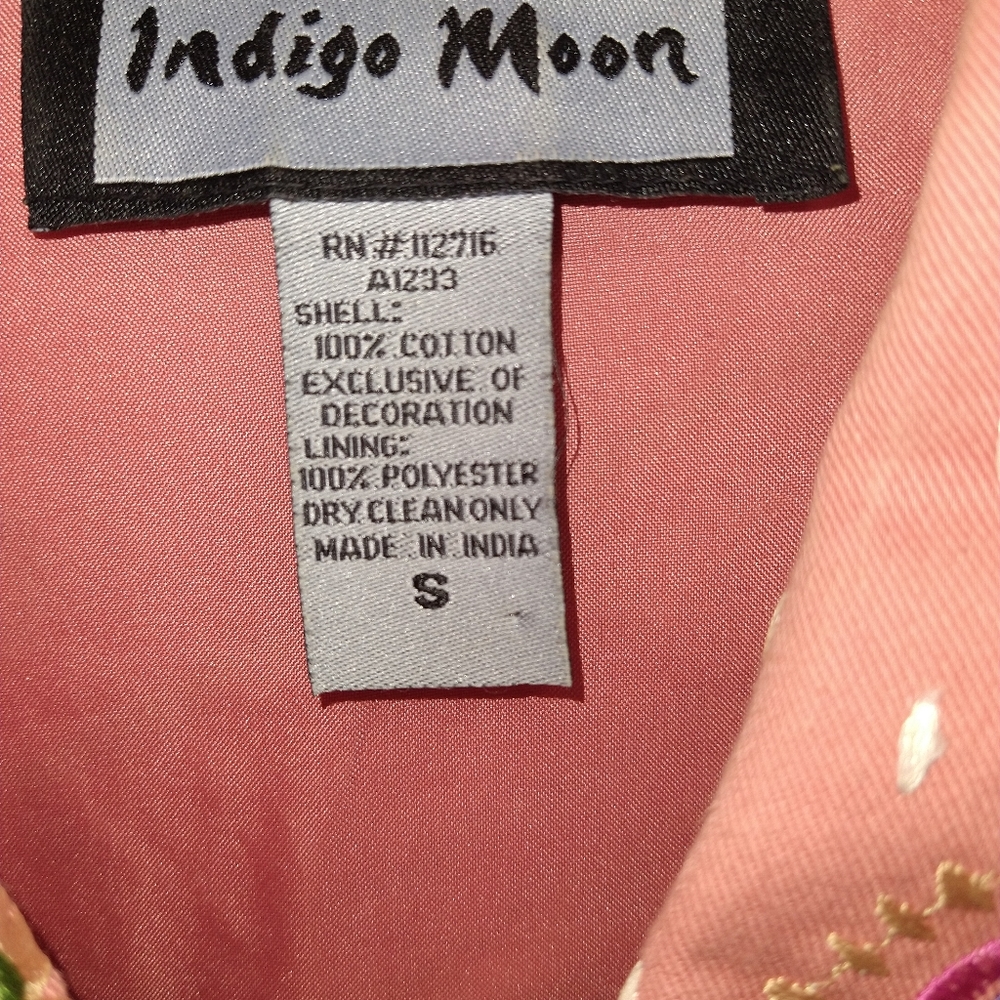 Indigo Moon Orange Peach Boho Patchwork Jacket Be… - image 3